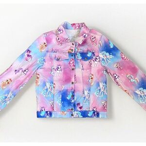 My Little Pony Denim Style Jacket MLP Pink Blue Button Up Anime Top Kids Large L